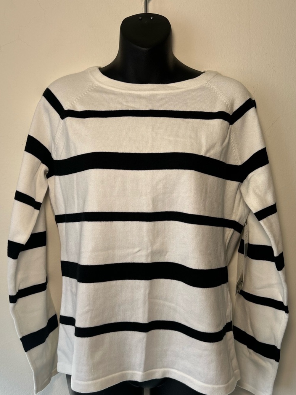 Ralph Lauren White Crewneck Top with Black Stripes